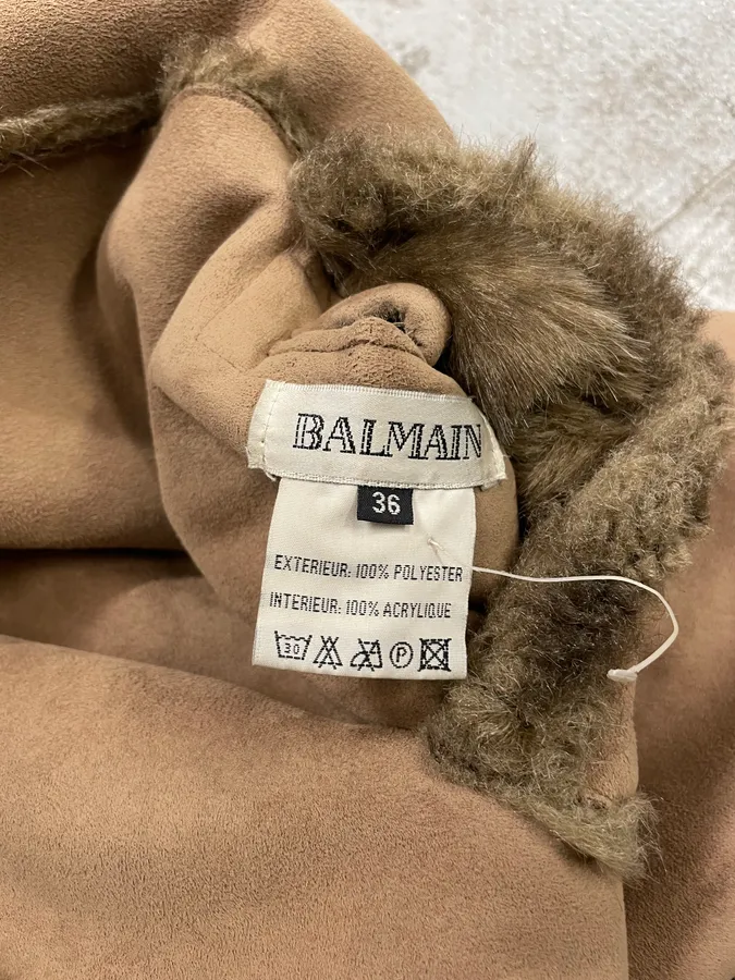 1990s Balmain Faux Fur Reversible Jacket - Image 12