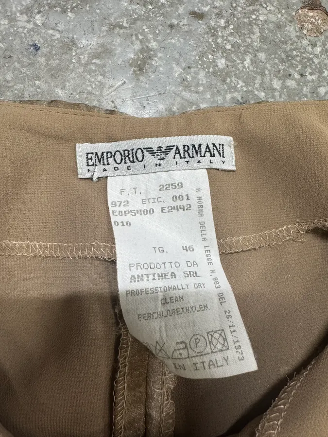1990s Emporio Armani Beige Mesh Star Pants - Image 8
