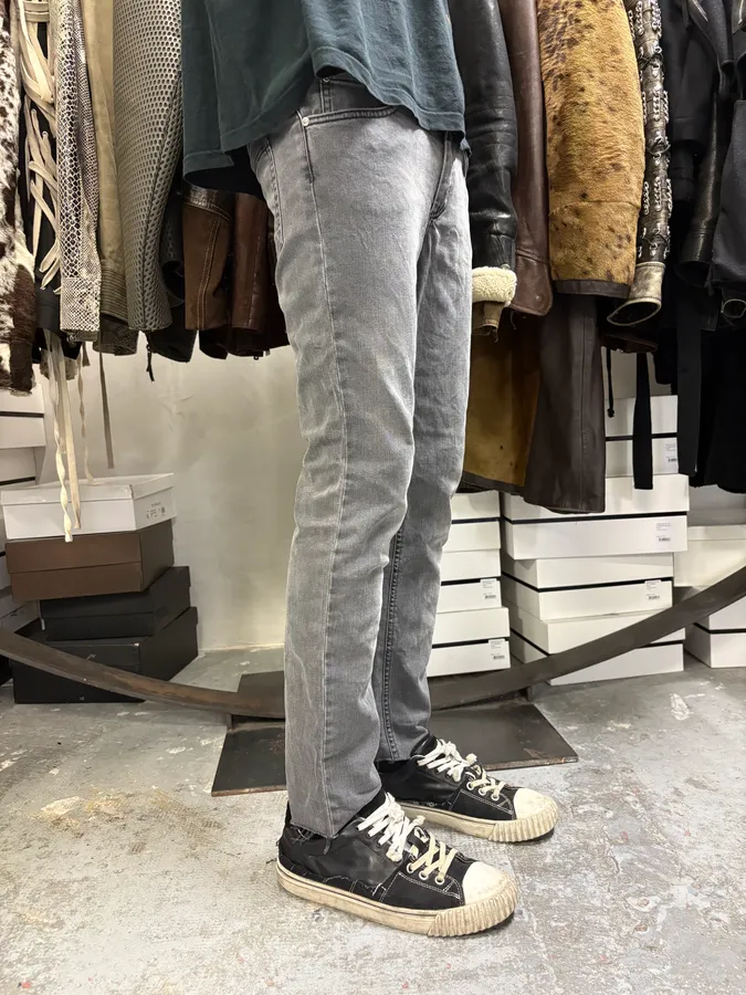 2000s Acne Studios Slim Grey Faded Denim Jeans - Image 3