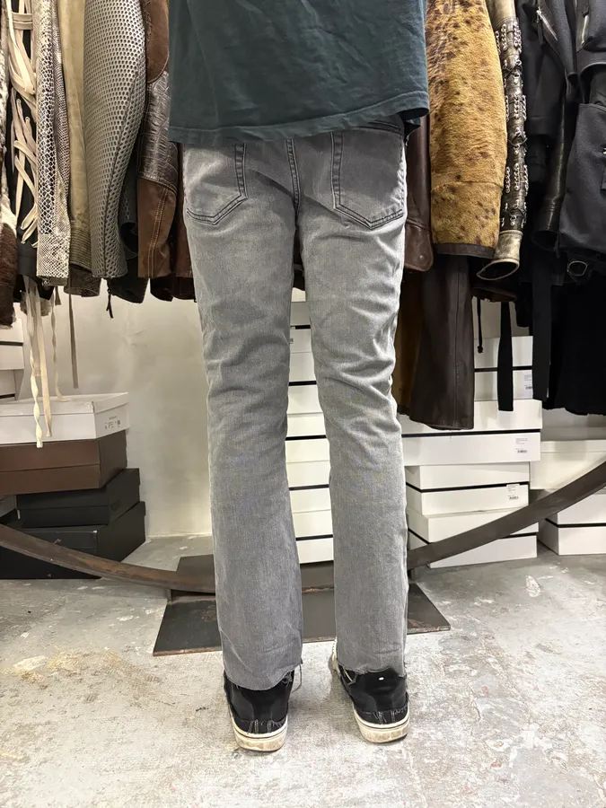 2000s Acne Studios Slim Grey Faded Denim Jeans - Image 4