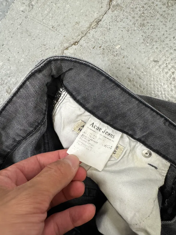 2000s Acne Studios Slim Grey Faded Denim Jeans - Image 8