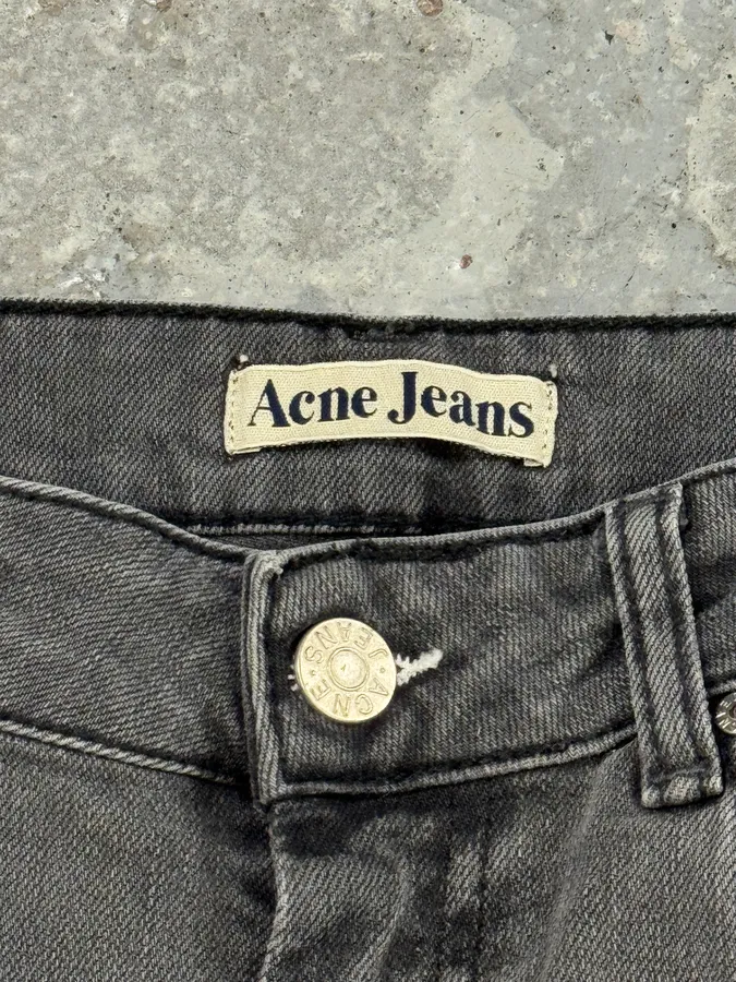 2000s Acne Studios Slim Grey Faded Denim Jeans - Image 9