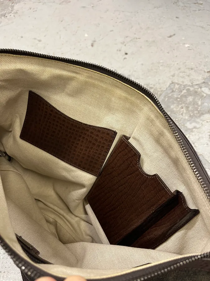 2000s Dolce & Gabbana Brown Eroded Leather Shoulder Bag - Image 11