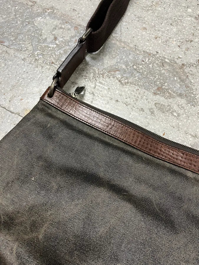 2000s Dolce & Gabbana Brown Eroded Leather Shoulder Bag - Image 8