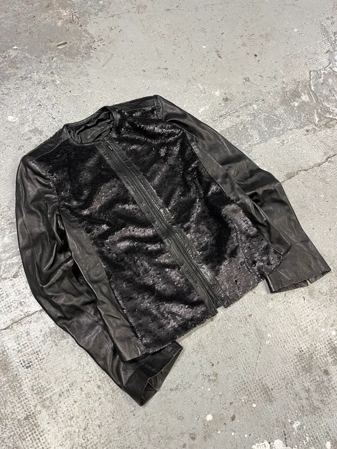 2000s Plein Sud Black Sequin Leather Jacket - Image 5