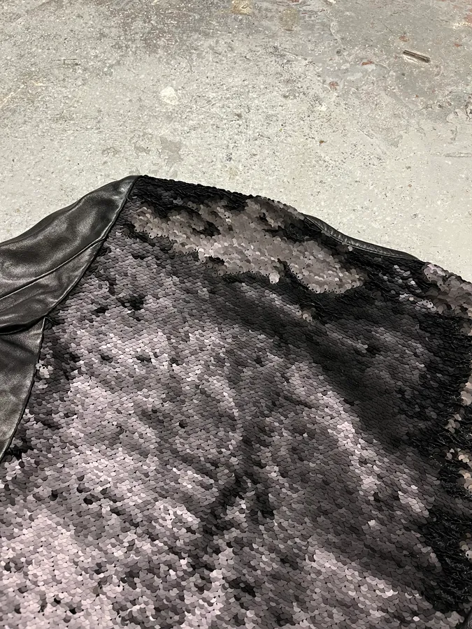 2000s Plein Sud Black Sequin Leather Jacket - Image 6