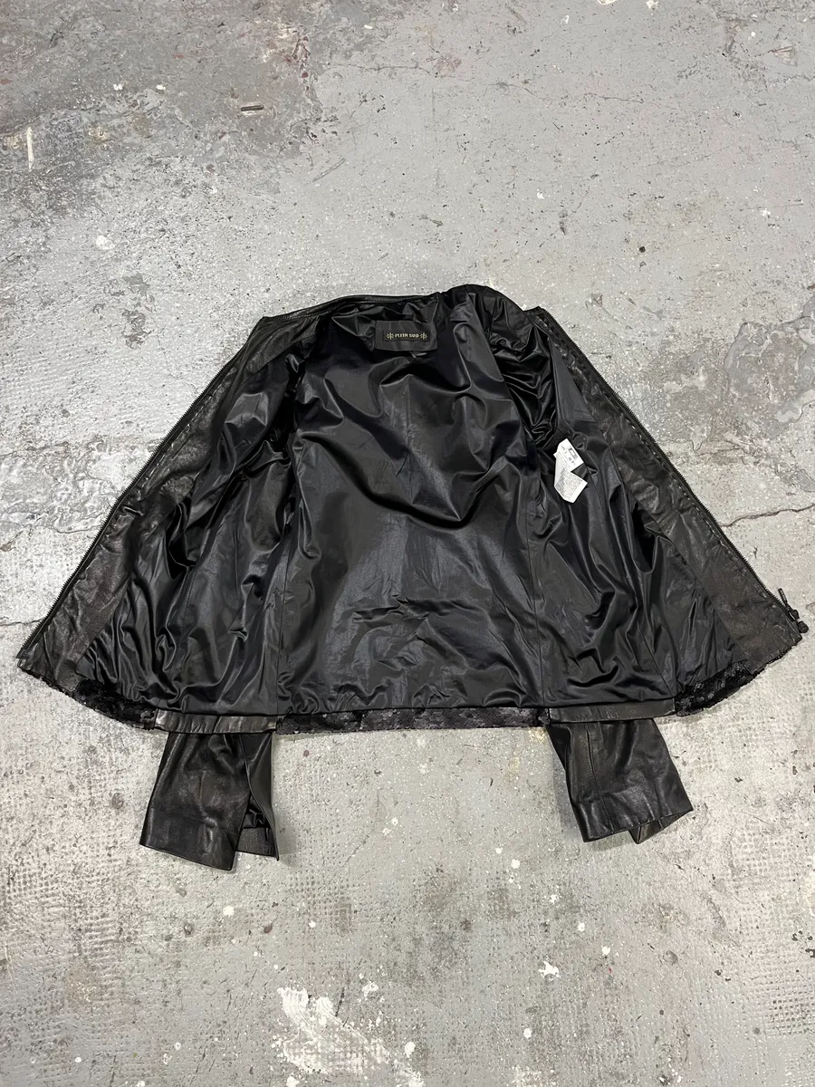 2000s Plein Sud Black Sequin Leather Jacket - Image 7