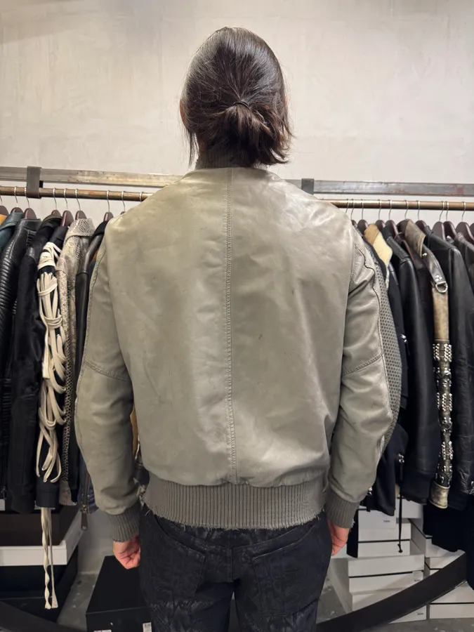 200s Giorgio Brato Raw Grey Leather Bomber Jacket - Image 3