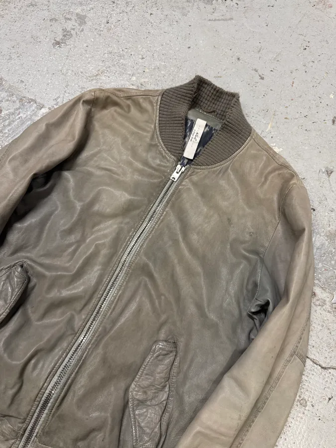 200s Giorgio Brato Raw Grey Leather Bomber Jacket - Image 4