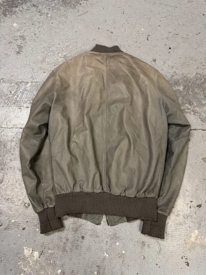 200s Giorgio Brato Raw Grey Leather Bomber Jacket - Image 5