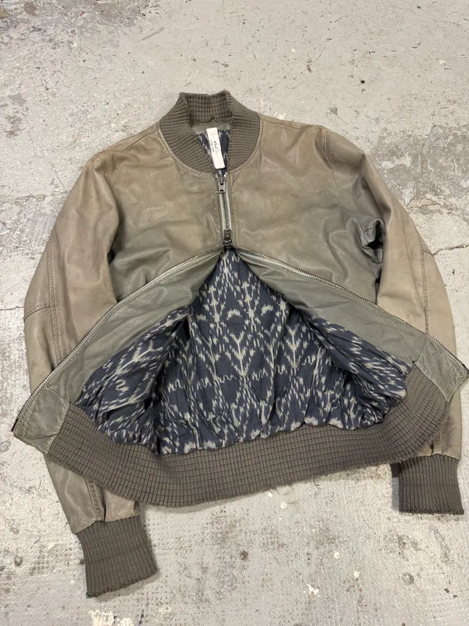 200s Giorgio Brato Raw Grey Leather Bomber Jacket - Image 8