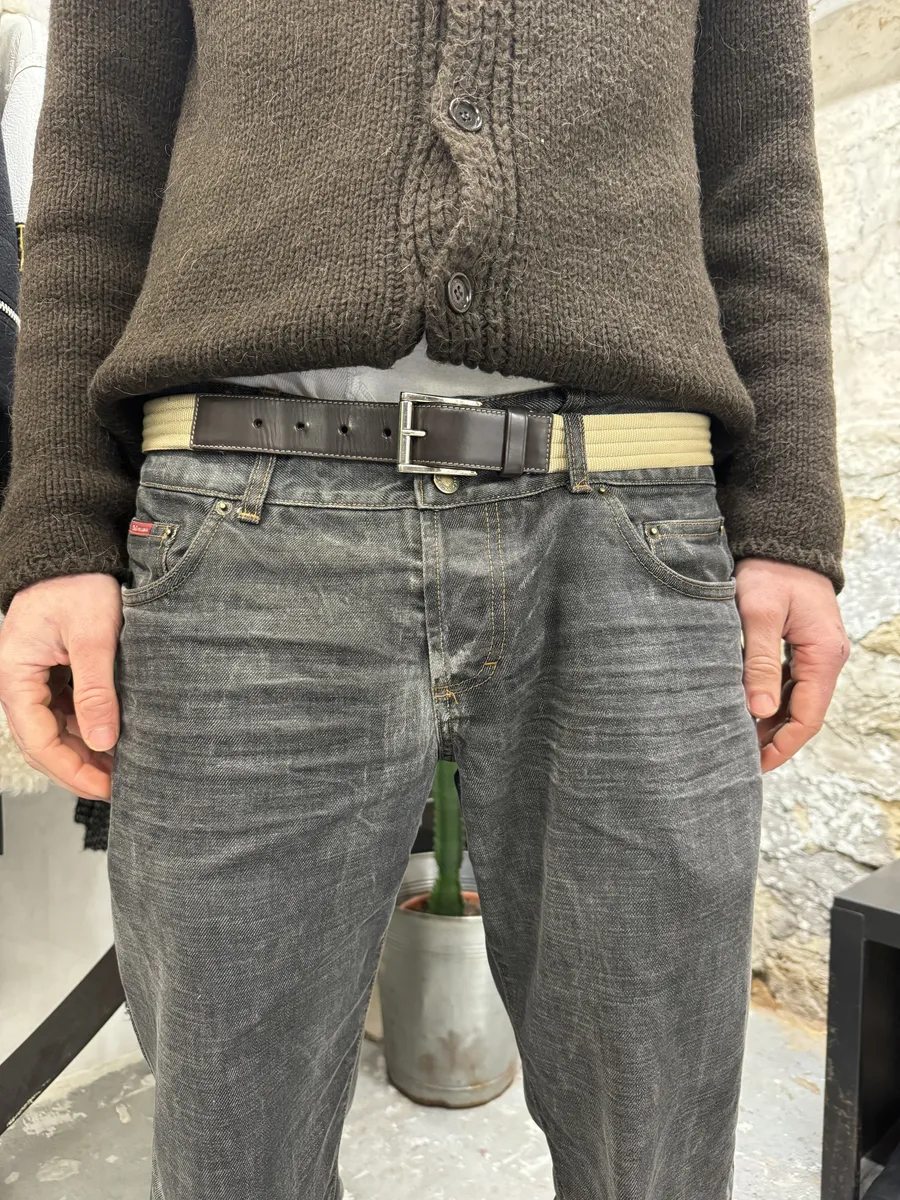 AW1999 Prada Beige Minimalist Leather Belt - Image 3