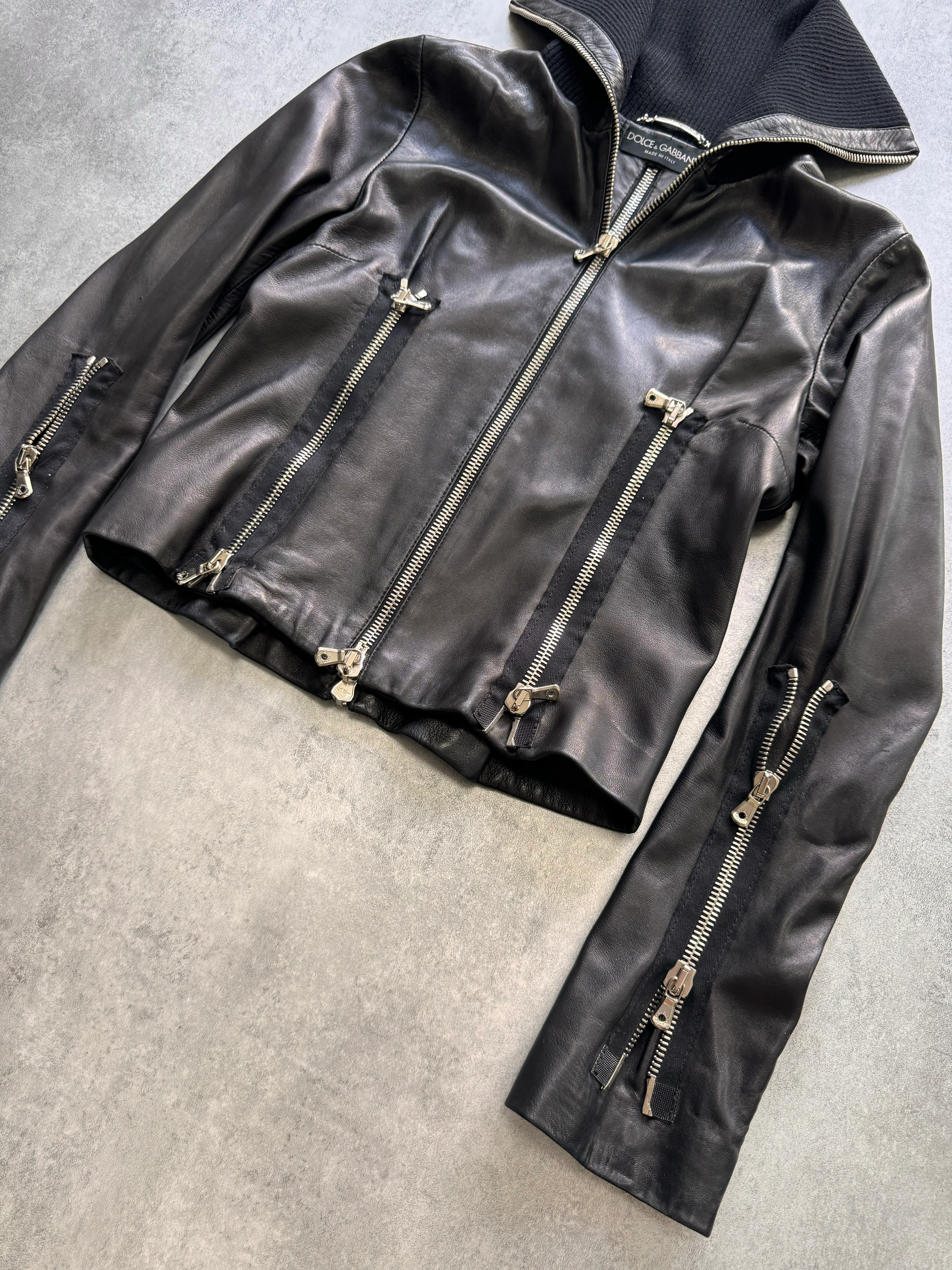 AW2003 Dolce & Gabbana Multi-Zip Leather Jacket - Image 5