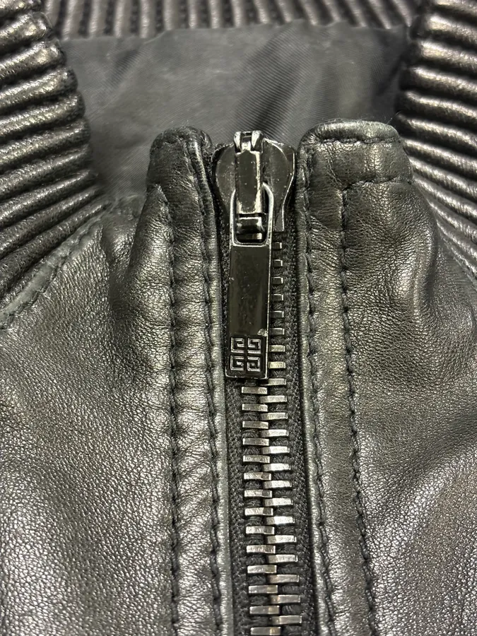 AW2012 Givenchy Black Bomber Zip Leather Jacket - Image 8