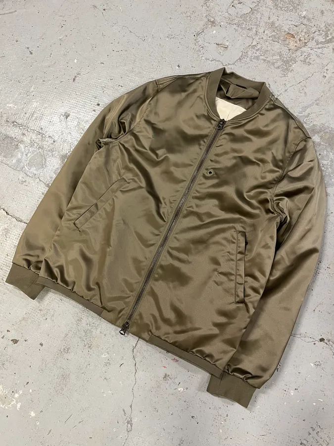 AW2016 Acne Studios Shiny Olive Nylon Light Bomber Jacket - Image 4