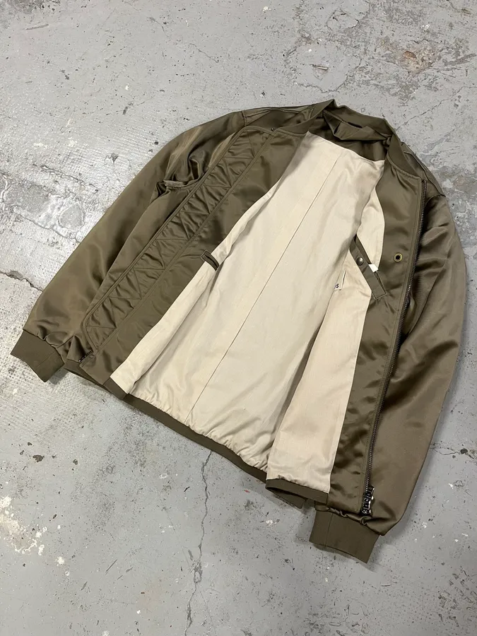 AW2016 Acne Studios Shiny Olive Nylon Light Bomber Jacket - Image 5
