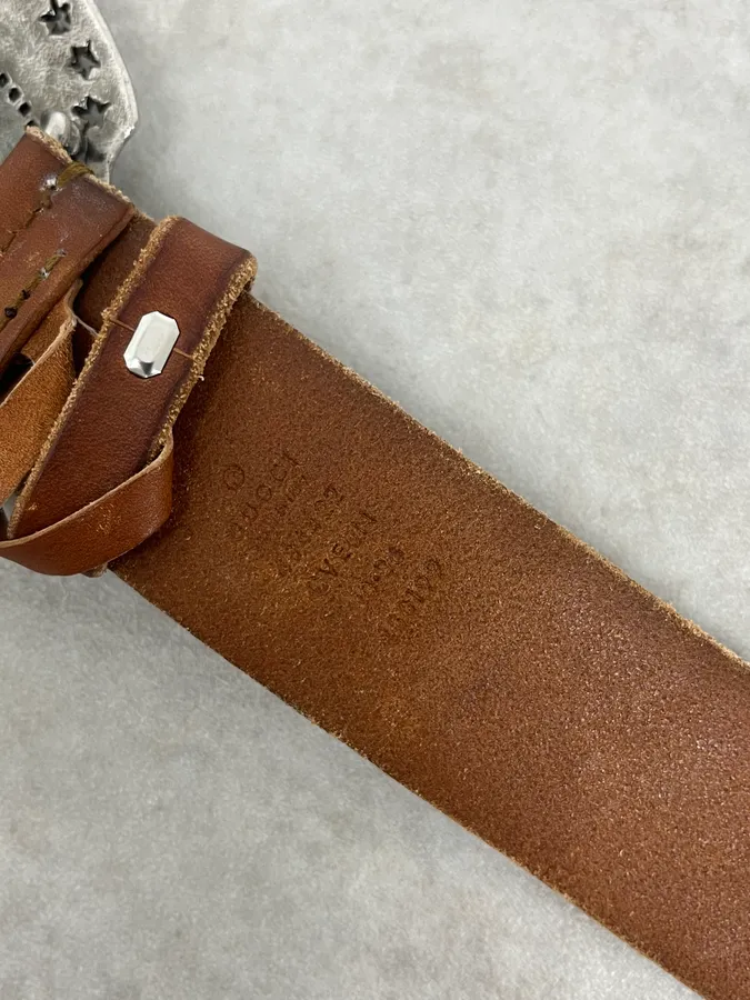 AW2016 Gucci Blind for Love Brown Leather Belt Rodeo Grey Buckle - Image 9
