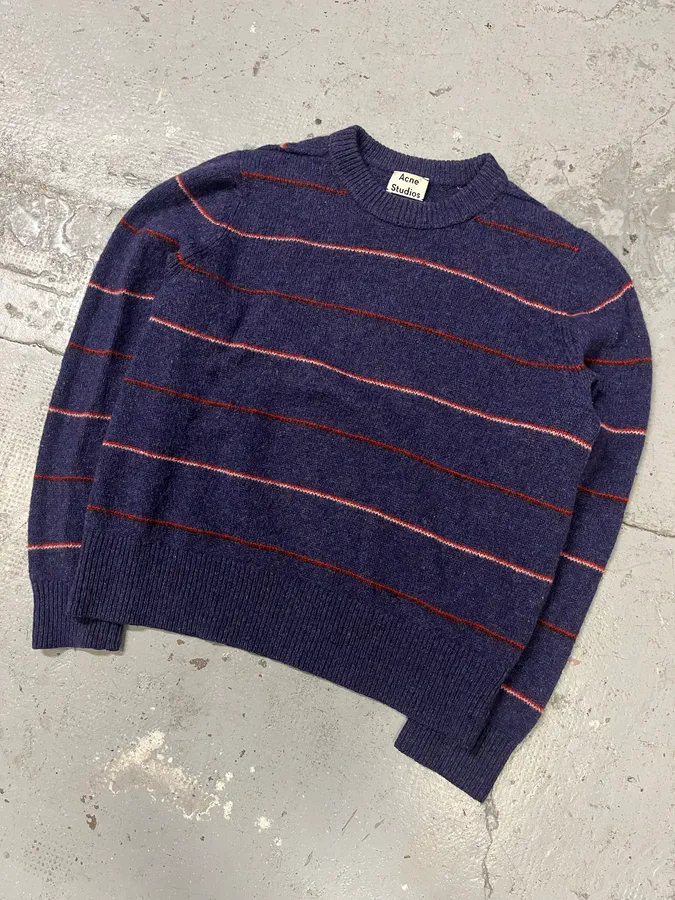 AW2018 Acne Studios Blue Wool Striped Sweater - Image 4