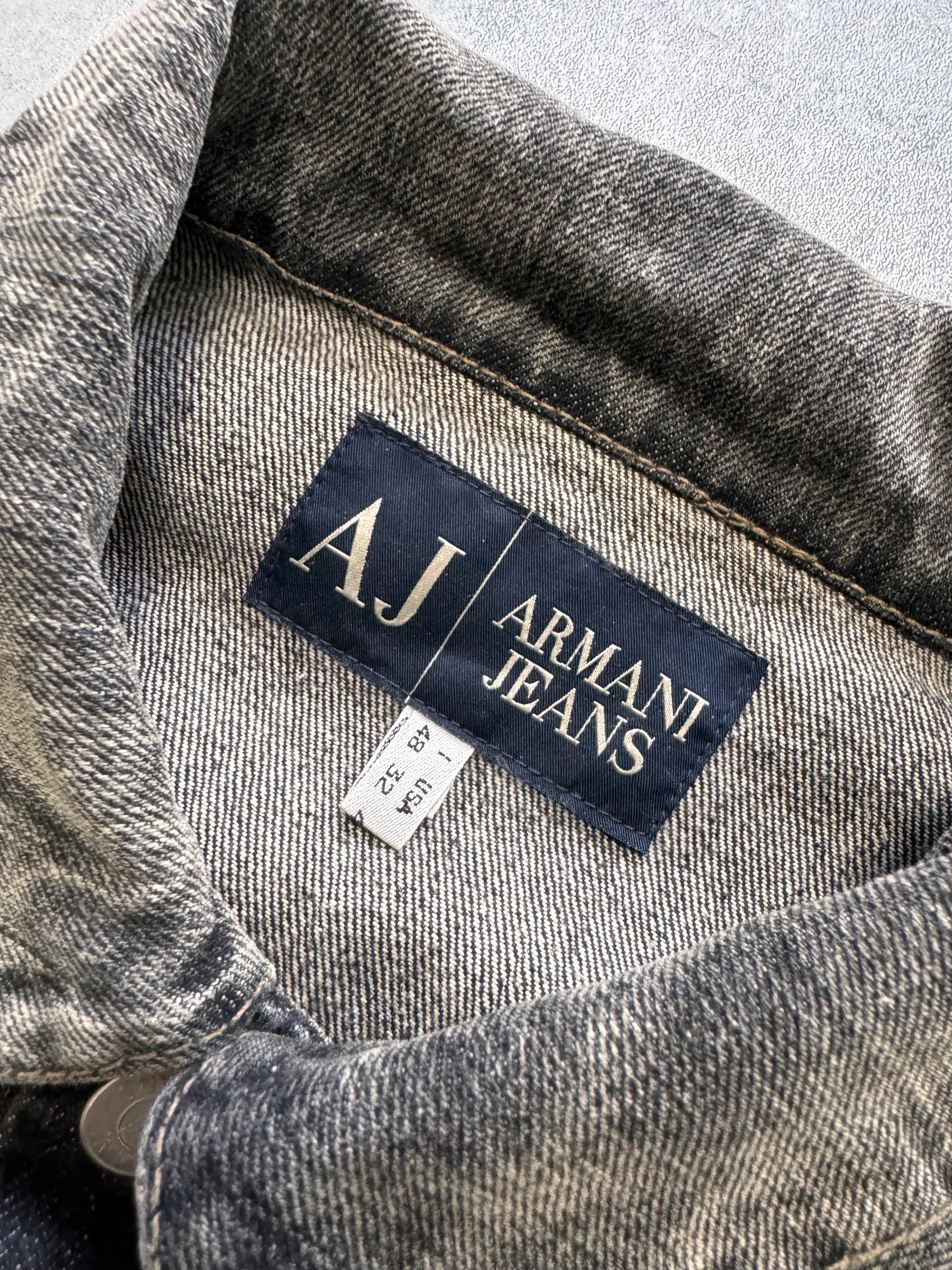 2000s Armani Bleached Denim Biker Jacket - Image 4