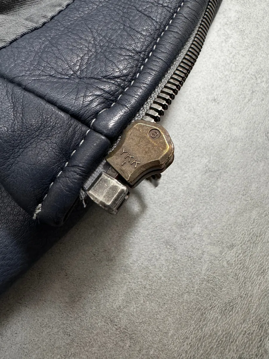 SS2008 Maison Margiela 5-Zip Biker Navy Leather Jacket - Image 4