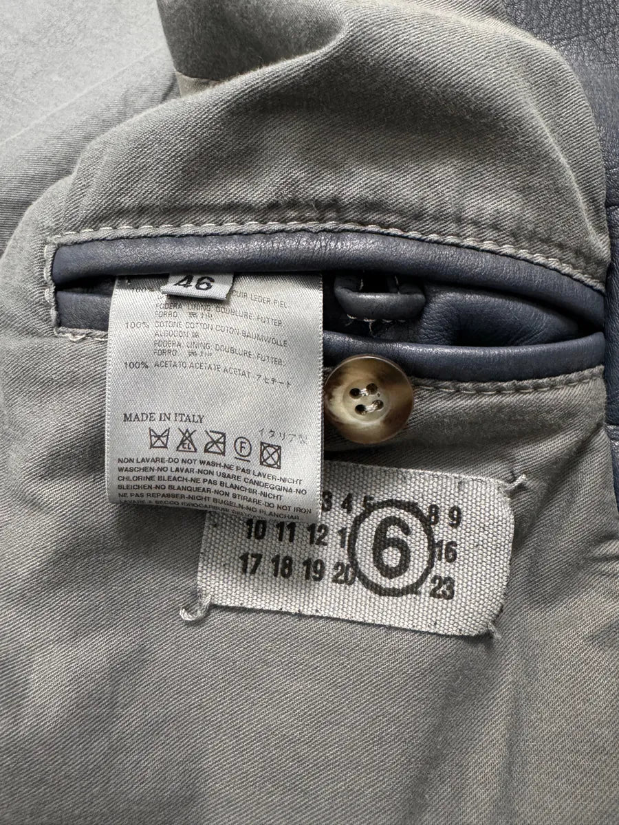 SS2008 Maison Margiela 5-Zip Biker Navy Leather Jacket - Image 5