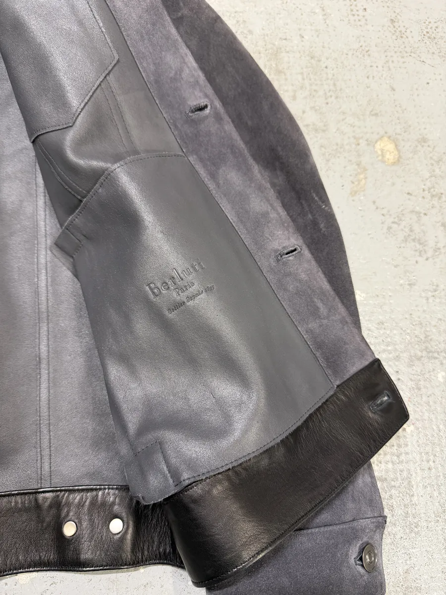SS2018 Berluti Grey Gradient Leather Trucker Jacket by Haider Ackermann - Image 12