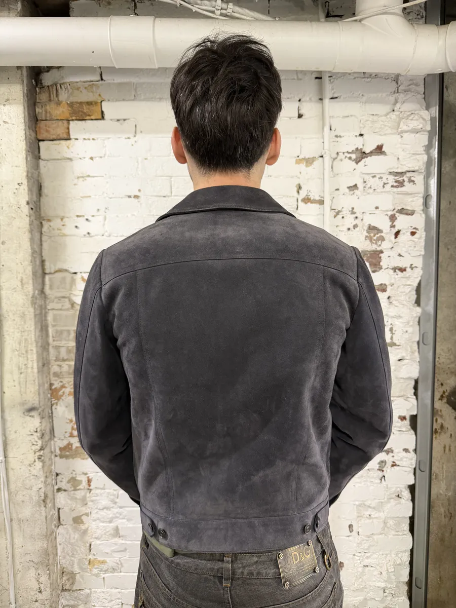 SS2018 Berluti Grey Gradient Leather Trucker Jacket by Haider Ackermann - Image 5